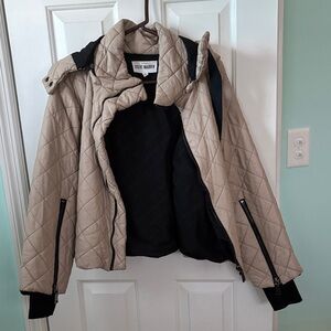 Steve Madden Beige Quilted Jacket with Black Accents